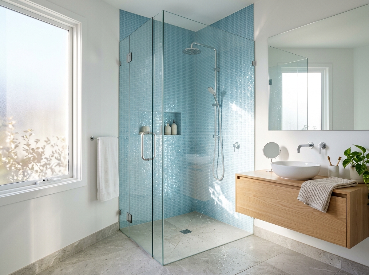 Klaasmosaiik dušiseinal