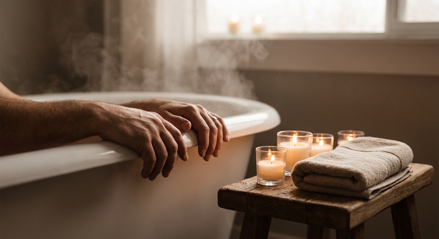 Расслабляющее принятие ванны со свечами