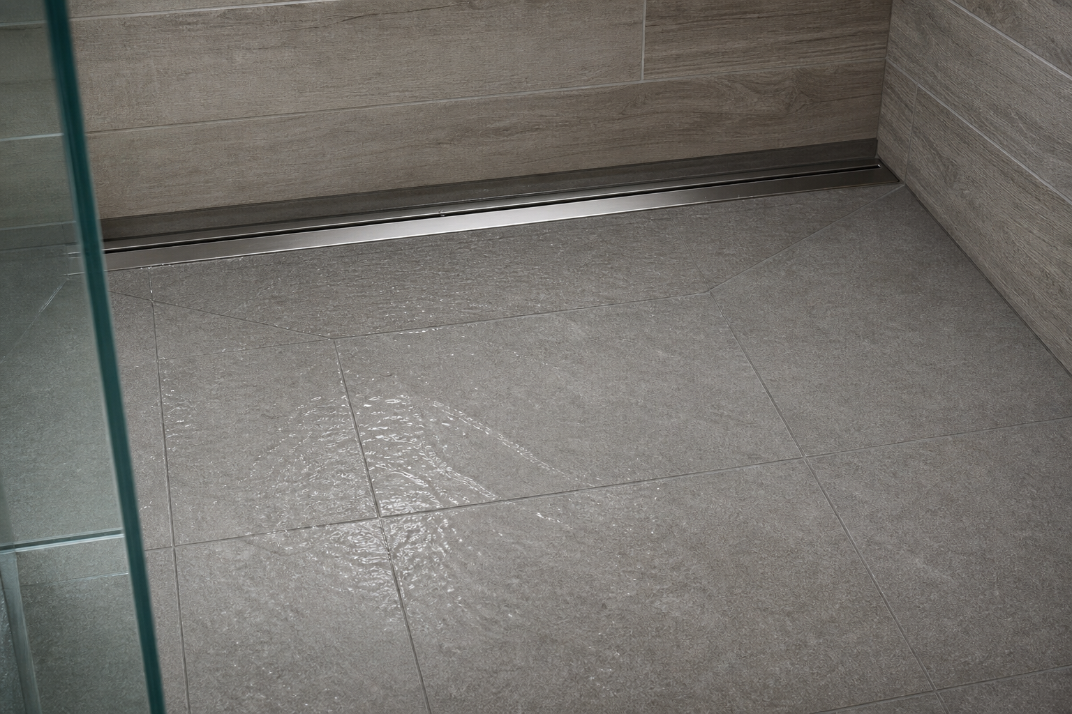 Shower floor slope and linear drain